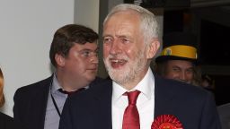 A smiling Jeremy Corbyn, Labour party leader, arrives at the count centre in Islington, London, in the morning of June 9, 2017, hours after the polls closed in Britain's general election. 
(Photo credit should read Niklas Halle'n/AFP/Getty Images)