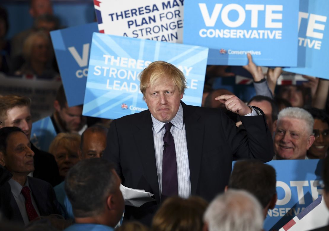 British Foreign Secretary Boris Johnson on June 7, 2017 in Solihull.