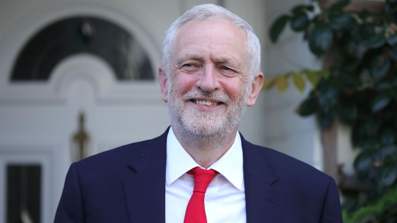 LONDON, ENGLAND - JUNE 09:  Labour Leader Jeremy Corbyn leaves his home on June 9, 2017 in London, England. After a snap election was called by Prime Minister Theresa May the United Kingdom went to the polls yesterday. The closely fought election has failed to return a clear overall majority winner and a hung parliament has been declared.  (Photo by Christopher Furlong/Getty Images)