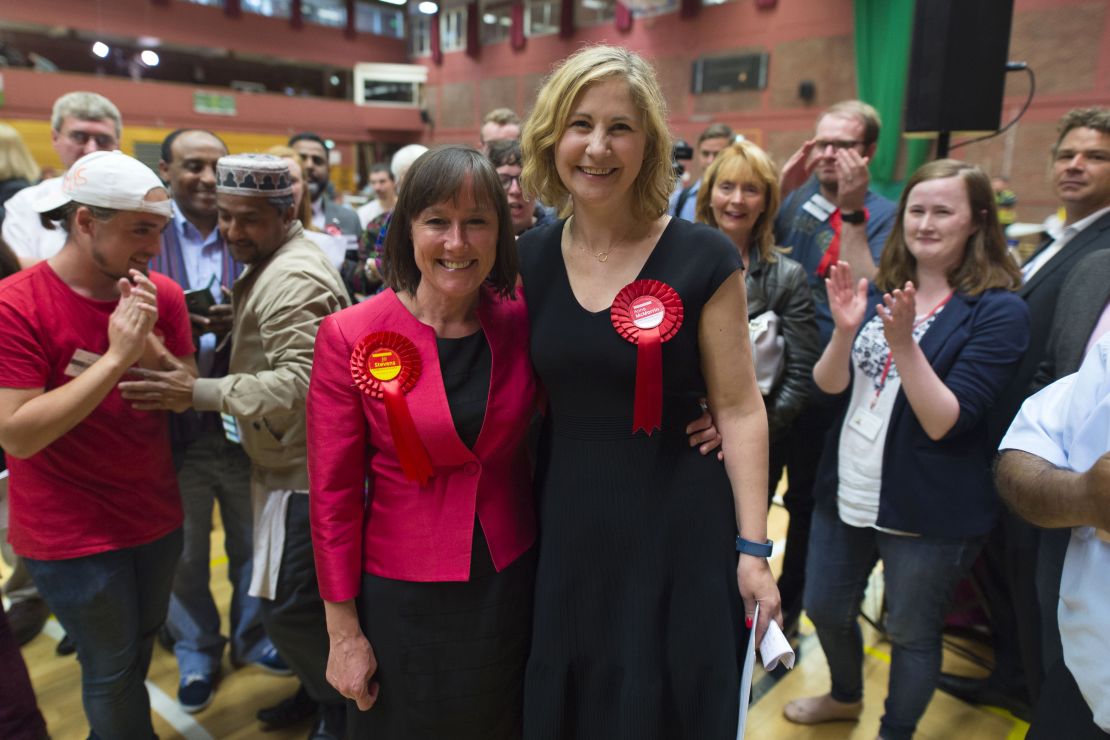 Labour's Jo Stevens and Anna Anna McMorrin celebrate wins in Cardiff Central and Cardiff North, respectively.