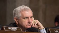 Ranking Member Senator Jack Reed listens during the Senate Armed Services Committee on information surrounding the Marines United Website at the Dirksen Senate Office Building on March 14, 2017.