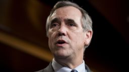RESTRICTED UNITED STATES - FEBRUARY 16: Sen. Jeff Merkley, D-Ore., speaks during the Senate Democrats' news conference on the nomination of Scott Pruitt to be administrator of the EPA on Thursday, Feb. 16, 2017. (Photo By Bill Clark/CQ Roll Call)