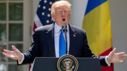 President Donald Trump speaks during a news conference with Romanian President Klaus Werner Iohannis in the Rose Garden at the White House, Friday, June 9, 2017, in Washington. (AP Photo/Andrew Harnik)
