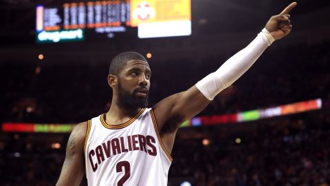 Cleveland's Kyrie Irving gestures to the home crowd during Game 4 of the NBA Finals on Friday, June 9. Irving had a game-high 40 points, including seven 3-pointers, as the Cavaliers won 137-116. It was Cleveland's only win in the seven-game series.