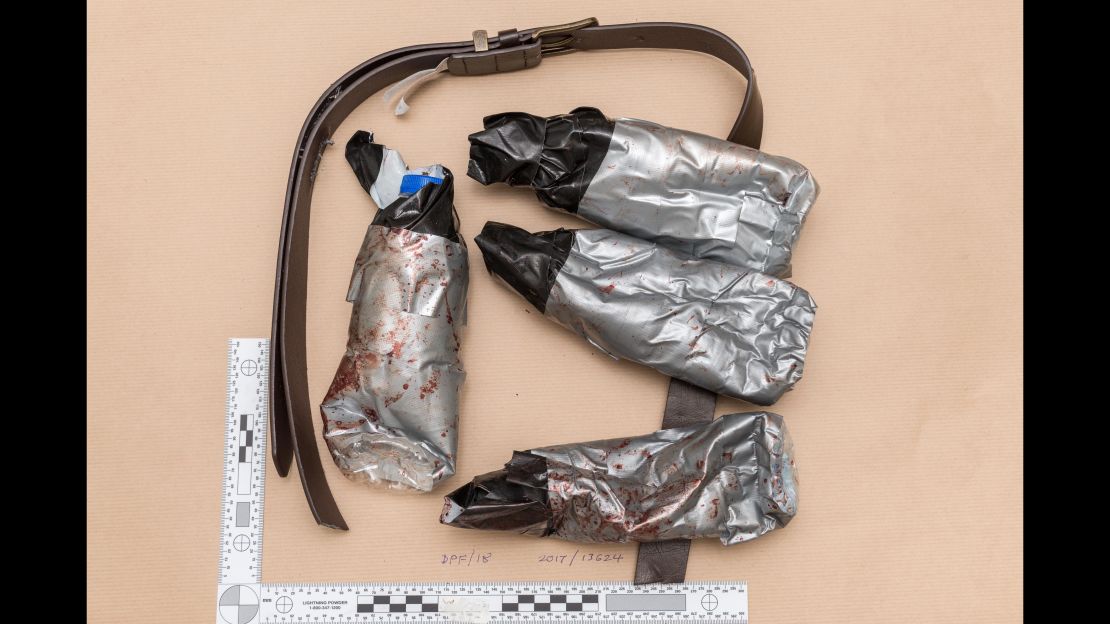 Pictures of the fake explosive belts worn by the London Bridge attackers