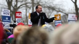 WASHINGTON, DC - MARCH 15:  U.S. Sen. Mike Lee (R-UT) speaks during a Freedom Works rally against the proposed GOP health care plan at Upper Senate Park across from the U.S. Capitol on March 15, 2017 in Washington, DC. Hundreds of protesters with the conservative group Freedom Works held a rally in opposition of the proposed GOP health care plan. (Photo by Justin Sullivan/Getty Images)