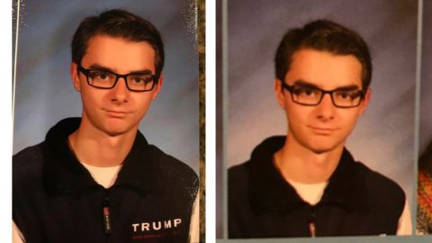 Junior Wyatt Dobrovich-Fago's high school yearbook photo also was altered.