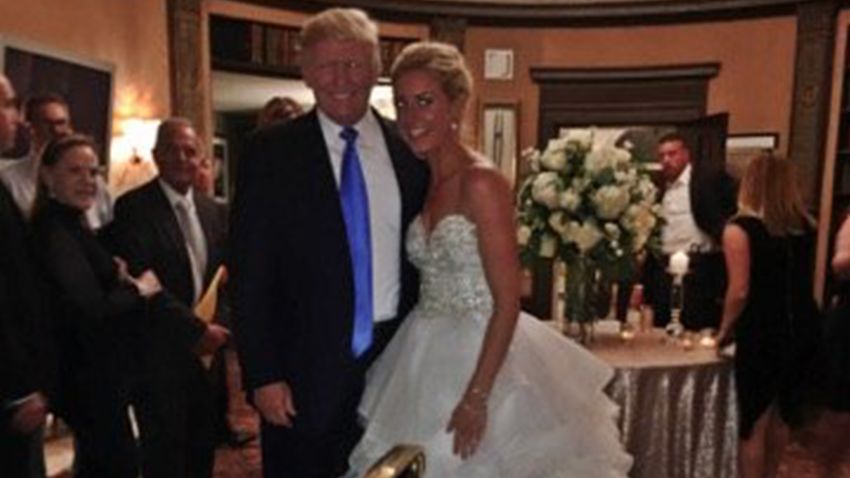 Kristen Piatkowski and Tucker Gladhill got a big surprise at their wedding reception late Saturday night: a visit from President Donald Trump.