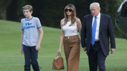 President Donald Trump, first lady Melania Trump and their son Barron Trump arrive at the White House on Sunday, June 11, 2017 in Washington, D.C. 