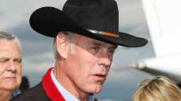 KANAB, UT: U.S. Secretary of the Interior Ryan Zinke talks to reporters before departing Kanab Airport on May 10, 2017 in Kanab, Utah. Zinke has been in the state of Utah since Sunday talking with state and local officials and touring the Bears Ears National Monument and Grand Staircase-Escalante National Monument, to help determine their future status under the Trump Administration. (George Frey/Getty Images)