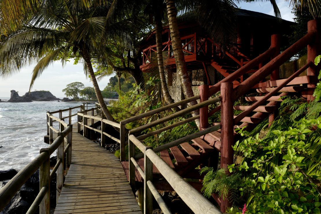 Bom Bom Resort on Príncipe Island features 19 beach bungalows surrounded by tropical forest.