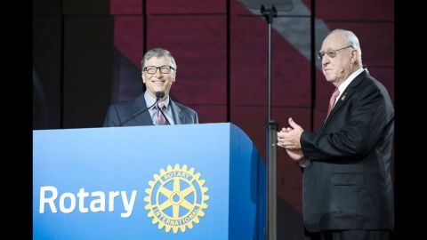 Microsoft founder Bill Gates and Rotary President John Germ.