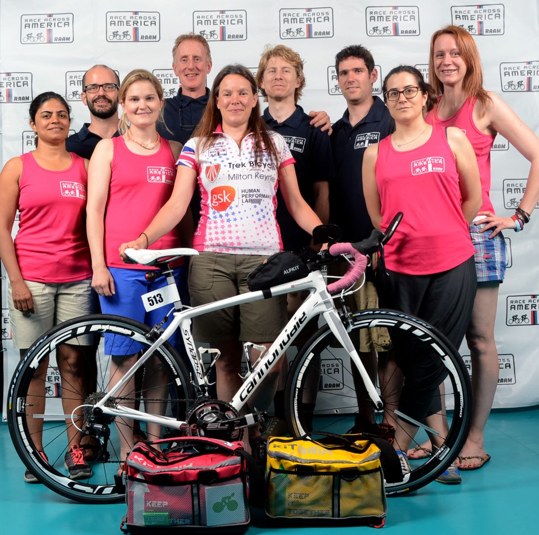 Shusanah Pillinger (front, center) and her team, including Phil Magnus (second from left)