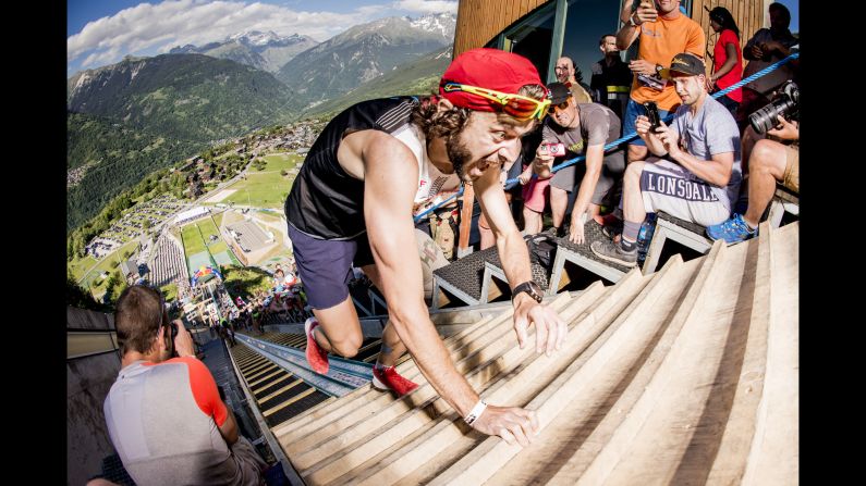 Thibault Baronian runs to victory during the Red Bull 400 in Courchevel, France, on Saturday, June 1. <a href="index.php?page=&url=http%3A%2F%2Fwww.redbull.com%2Fen%2Fevents%2F1331718858544%2Fred-bull-400-international" target="_blank" target="_blank">The Red Bull 400</a> is a 400-meter uphill race.