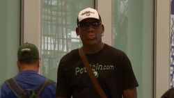 CNN spotted Rodman at Beijing's airport, where he declined to answer questions.