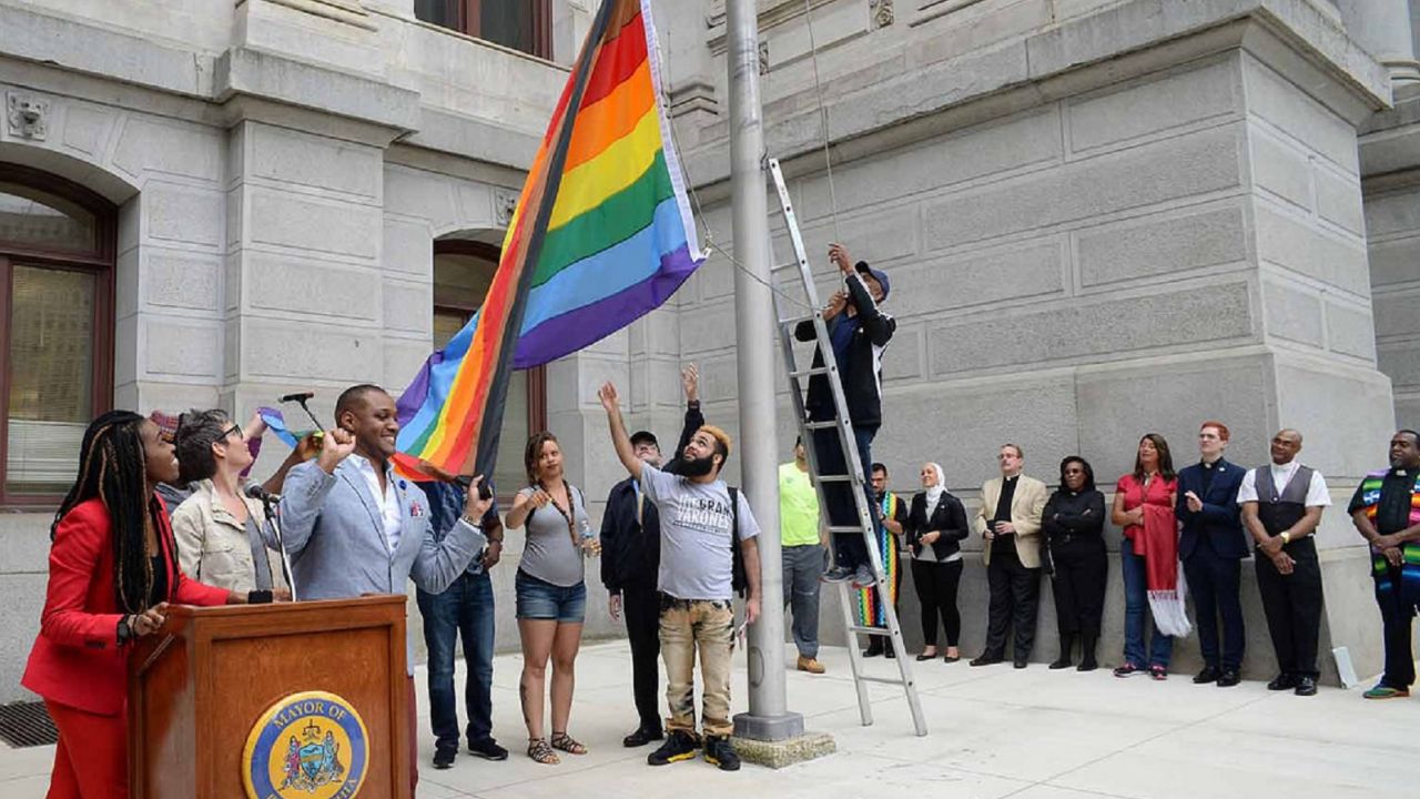The city of Philadelphia unveiled this flag in a ceremony last week.