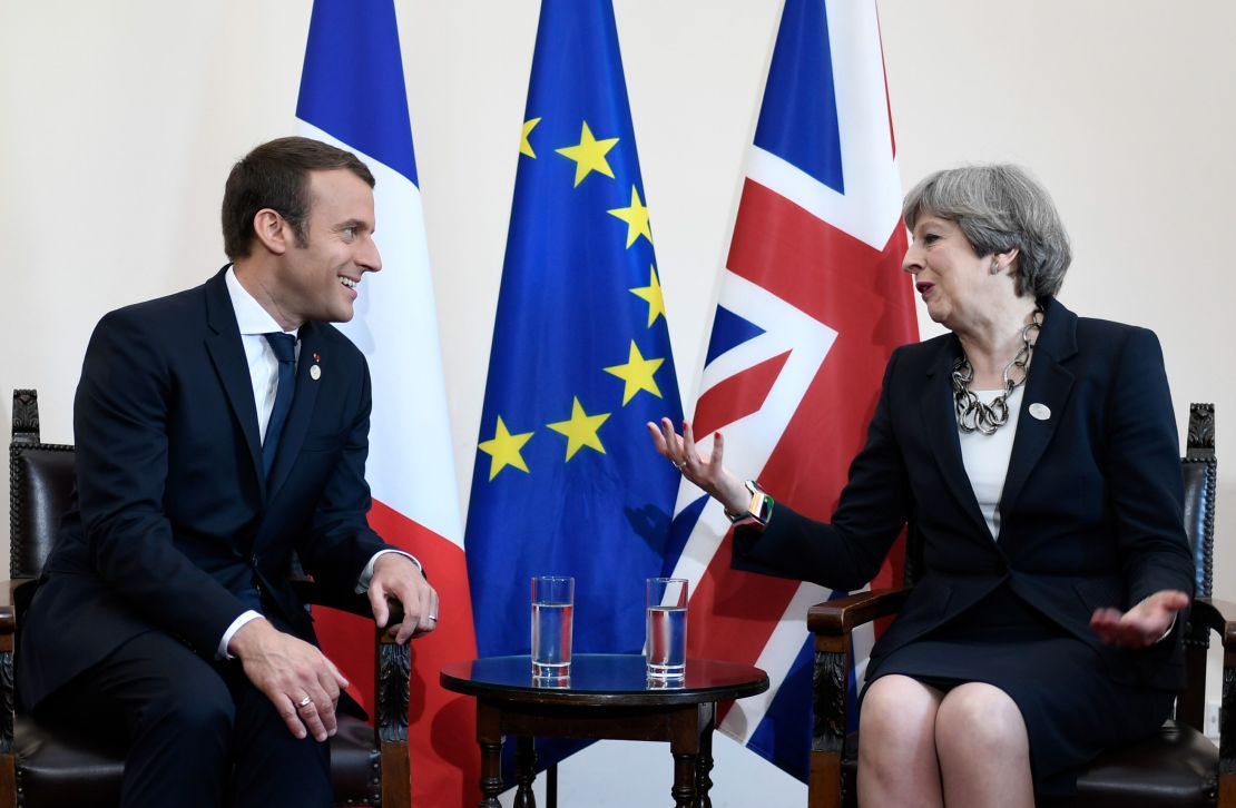 Britain's Prime Minister Theresa May and French President Emmanuel Macron will meet on Thursday.