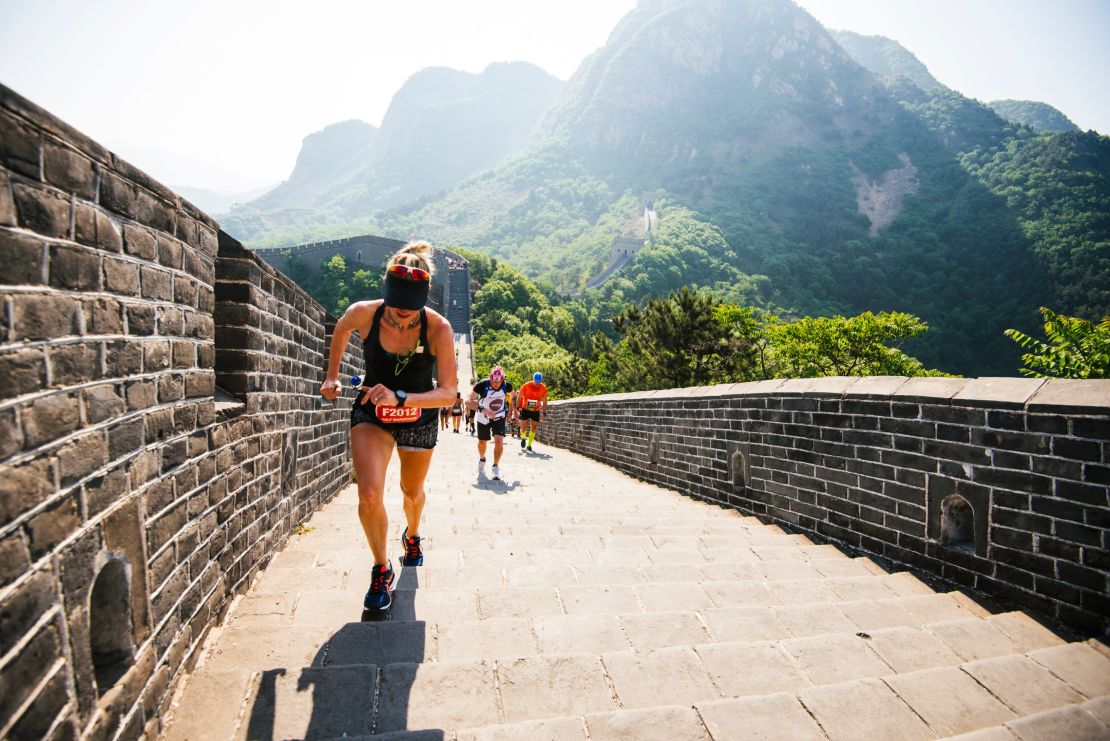 Runners feel the burn on a climb