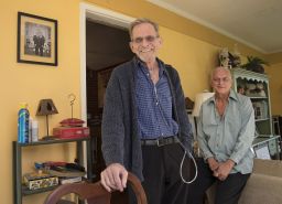 Bruce Mead-e, left, and his husband, Chuck, met with a pastoral care provider who emphasized "the bright side of things," Bruce says.