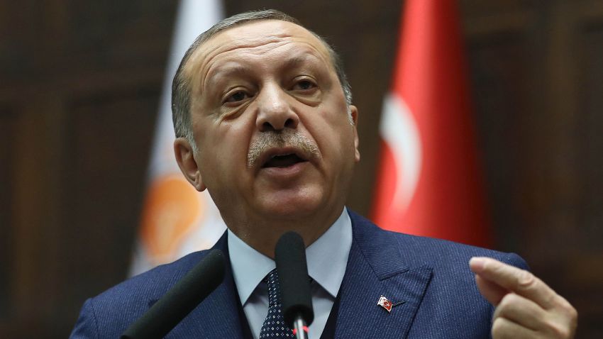 Recep Tayyip Erdogan delivers a speech at the Grand National Assembly of Turkey in Ankara, on June 13, 2017.