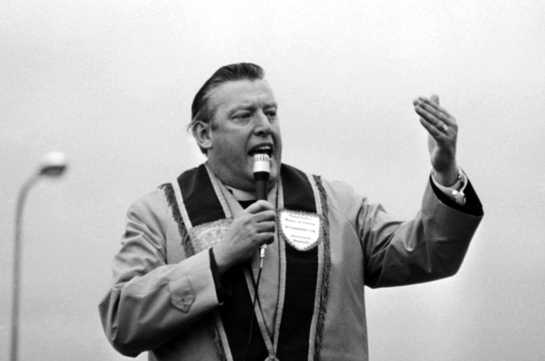 Rev. Ian Paisley, pictured here in 1972, founded the DUP.