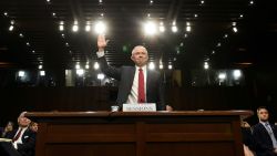 Attorney General Jeff Sessions is sworn-in before testifying during a US Senate Select Committee on Intelligence hearing on Capitol Hill in Washington, DC, June 13, 2017. / AFP PHOTO / SAUL LOEB        (Photo credit should read SAUL LOEB/AFP/Getty Images)