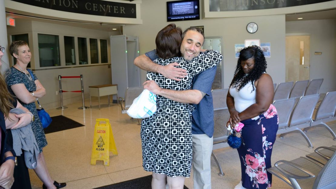 Richard Jones reunites with loved ones after he was released from prison in 2017.