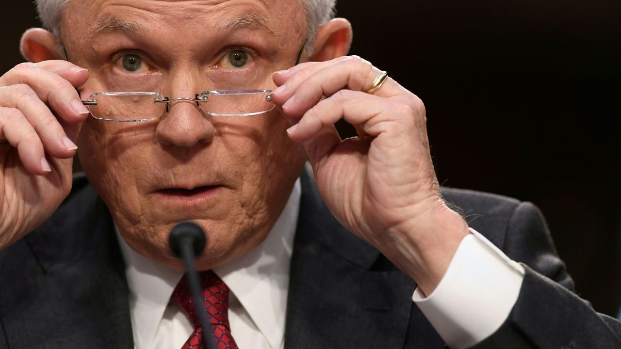 Attorney General Jeff Sessions testifies during a US Senate Select Committee on Intelligence hearing on Capitol Hill in Washington, DC, June 13, 2017. US Attorney General Jeff Sessions vehemently denied Tuesday that he colluded with an alleged Russian bid to tilt the 2016 presidential election in Donald Trump's favor.