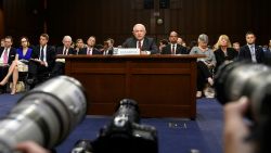 Attorney General Jeff Sessions testifies during a US Senate Select Committee on Intelligence hearing on Capitol Hill in Washington, DC, June 13, 2017.
US Attorney General Jeff Sessions vehemently denied Tuesday that he colluded with an alleged Russian bid to tilt the 2016 presidential election in Donald Trump's favor.