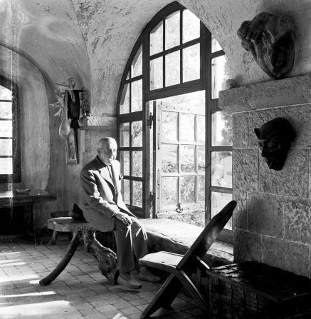 French poet and Paul Roux's great friend Jacques Prevert in the bar which became his regular haunt.