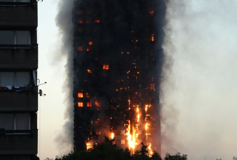 Witness Michael Kyriakou told CNN the fire spread quickly, with one side of the building ablaze around 15 minutes after it started. "Within an hour it had engulfed the top part of the building," he said. "There are people in bathrobes and slippers all around us, so hopefully as many as possible got out."