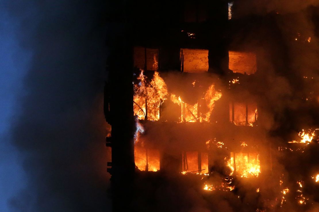 Flames and smoke engulfed Grenfell Tower on June 14.