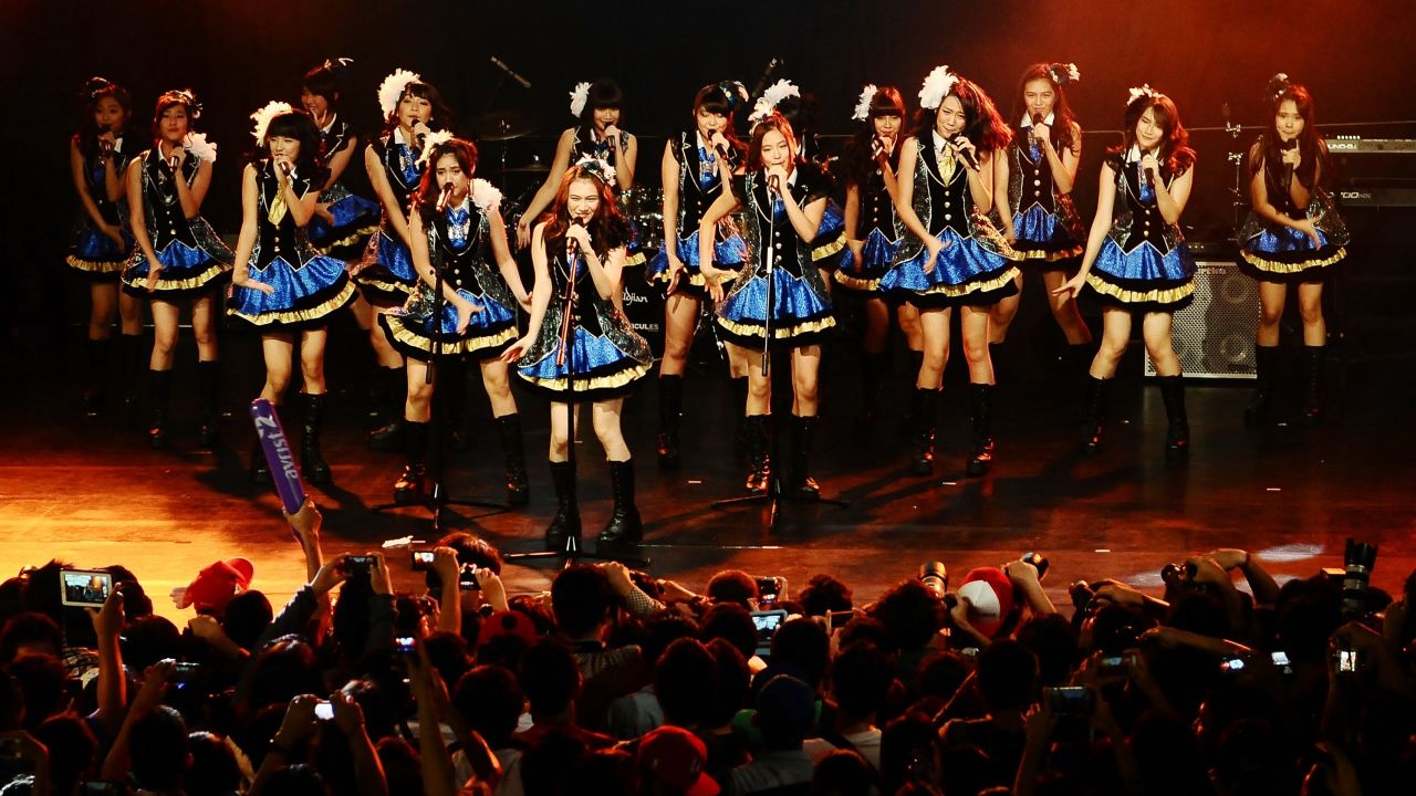 JAKB48 sister group JKT48 performs at the Jakarta International Java Jazz Festival on March 1, 2014 in Jakarta, Indonesia. 