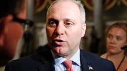Majority Whip Rep. Steve Scalise, R-La., speaks with the media on Capitol Hill, Wednesday, May 17, 2017 in Washington. The Justice Department has appointed former FBI Director Robert Mueller as a special counsel to oversee a federal investigation into potential coordination between Russia and the Donald Trump campaign to influence the 2016 presidential election.(AP Photo/Alex Brandon)