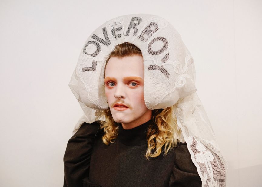 Chandler Tregaskis, 20, modeling for Charles Jeffrey LOVERBOY Spring-Summer 2018.