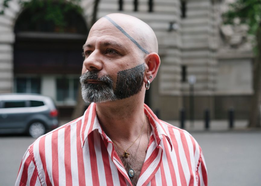 Hector De Gregorio, portrait photographer outside London Fashion Week Men's. 