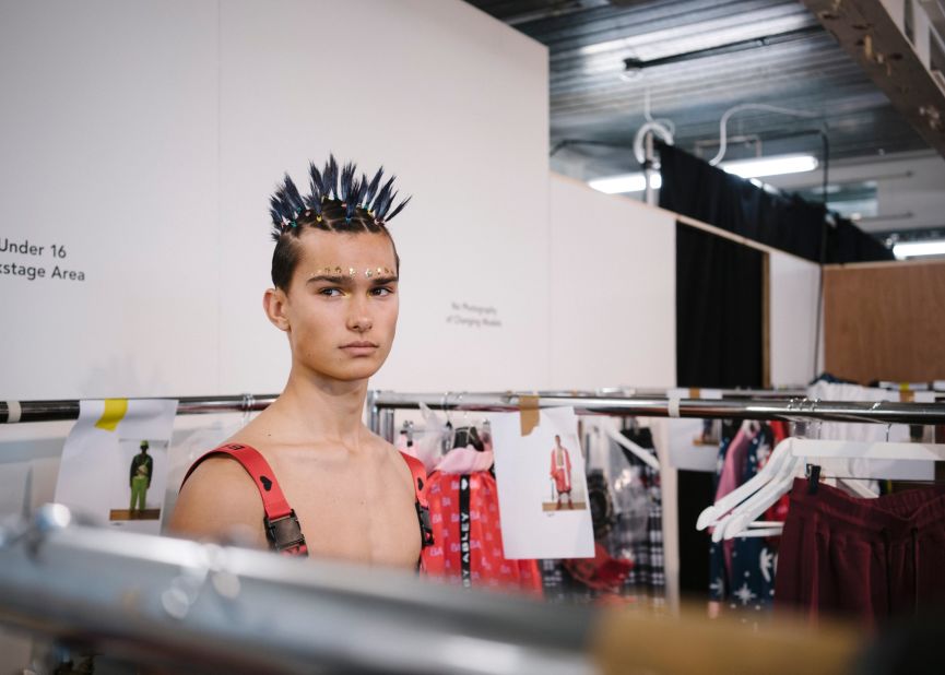 Backstage before the Bobby Abley Spring-Summer 2018 show.