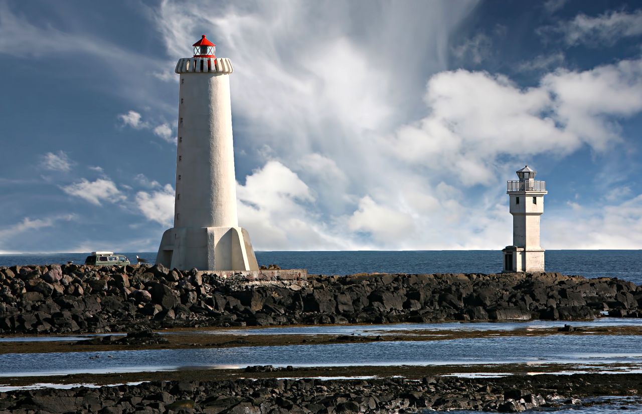 <strong>The Akranes Lighthouses </strong>-- The bigger of the two lighthouses is open to the public and is a delightful place to visit any time of year. Away from bright lights, tourists and townsfolk flock to the site in winter to catch a glimpse of the northern lights dancing in the sky. 