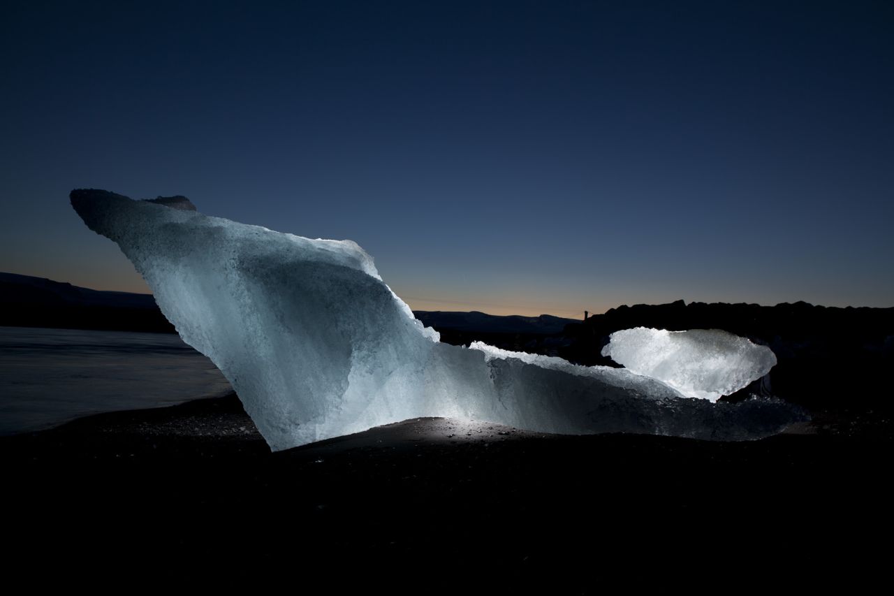 <strong>Jökulsárlón</strong> --The icebergs vary in color from milky white to bright blue depending on the amount of air trapped within the ice and the light conditions at the time.