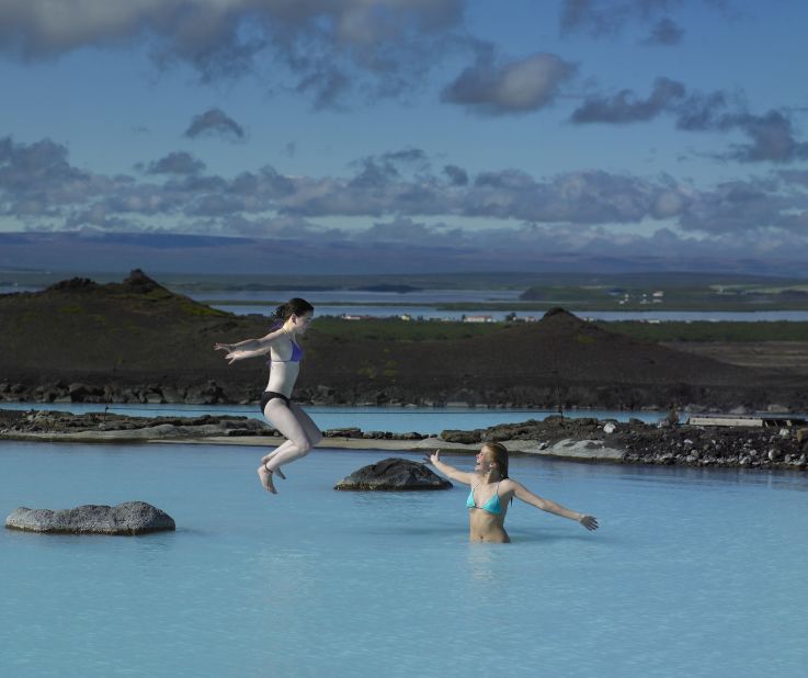 <strong>The Mývatn Nature Baths</strong> -- The milky-blue water, which stands at 96.8°F, comes from the National Power Company's borehole in Bjarnarflag. 