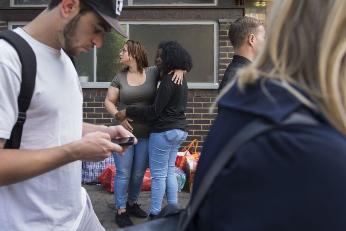 Friends and neighbors consoled one another throughout the day.