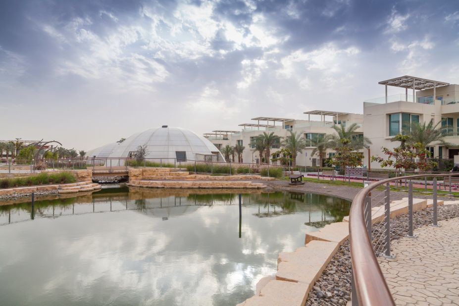 Solar panels on rooftops and shelters around the site feed into a smart grid and supply up to 10 mega-watts of electricity. All water on the site is recycled.