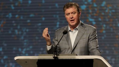 Dr. Steve Gaines gives the president's address during the Southern Baptist Convention annual meeting, Tuesday, June 13, 2017, in Phoenix. 