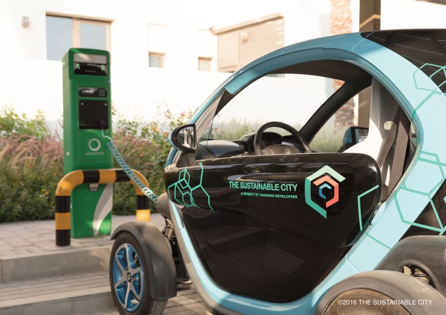 The Sustainable City is free from polluting vehicles, and offers charging points for electric cars.