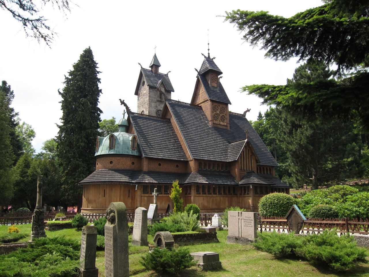 The Norwegian wooden church of Vang was transplanted to Poland in the mid 19th century.