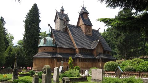 The Norwegian wooden church of Vang was transplanted to Poland in the mid 19th century.