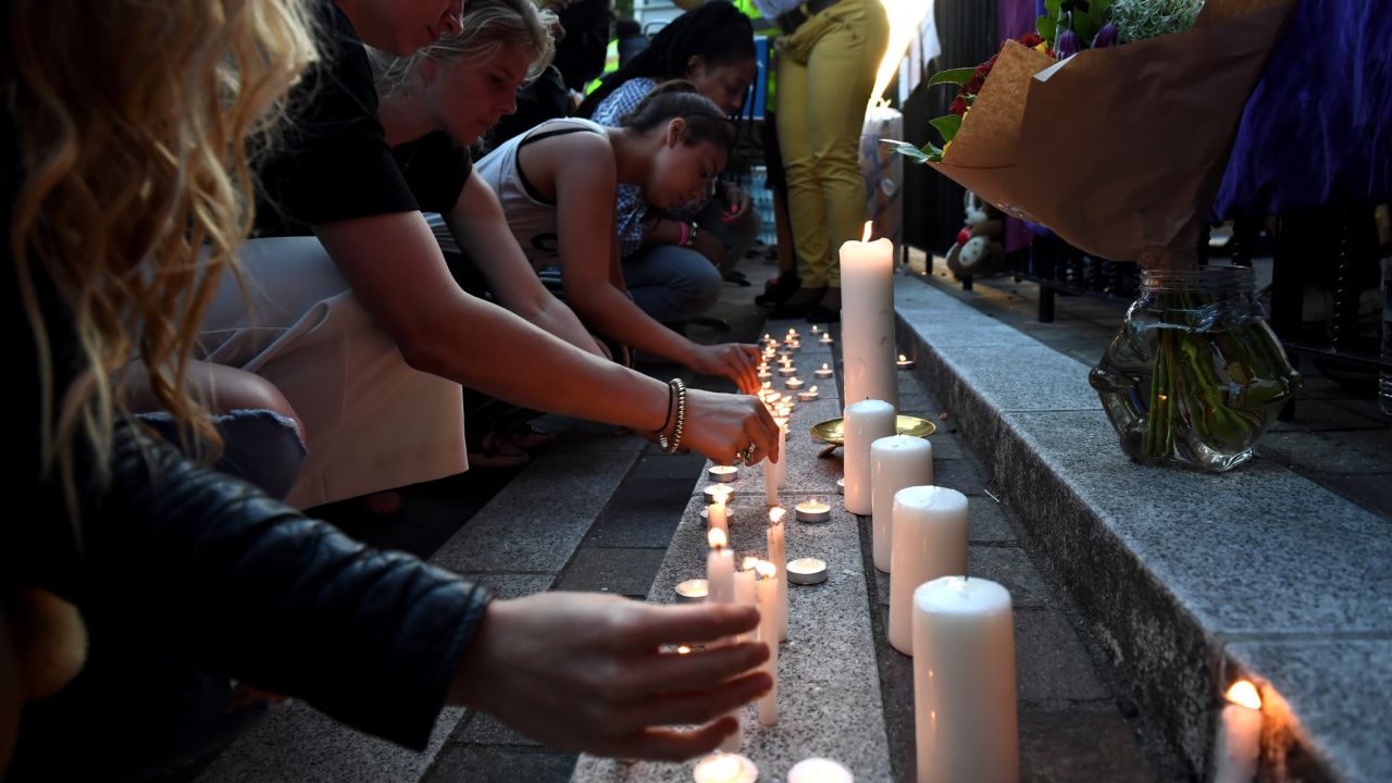 Well-wishers gather at Notting Hill Methodist Church near Grenfell Tower.