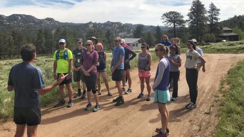 Running with the Mind coach Marty Kibiloski teaches mindfulness running methods in Boulder, Colorado.