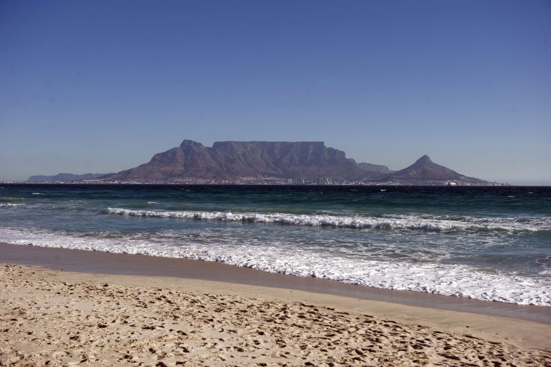 Cape Town's distinctive Table Mountain is a 2-mile-wide sandstone plateau.