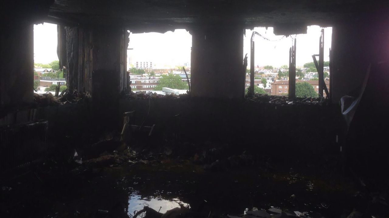 The blaze gutted rooms inside the high-rise building. 